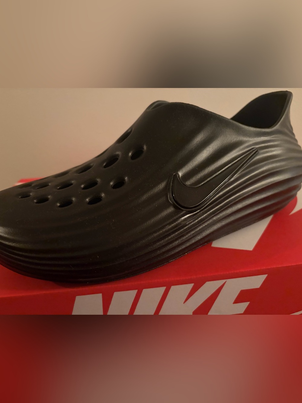 Nike Men’s Black Foam Slip-On Clog with Perforations